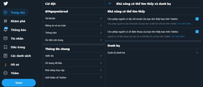 Cài đặt danh bạ Twitter để tránh bị lộ thông tin số điện thoại